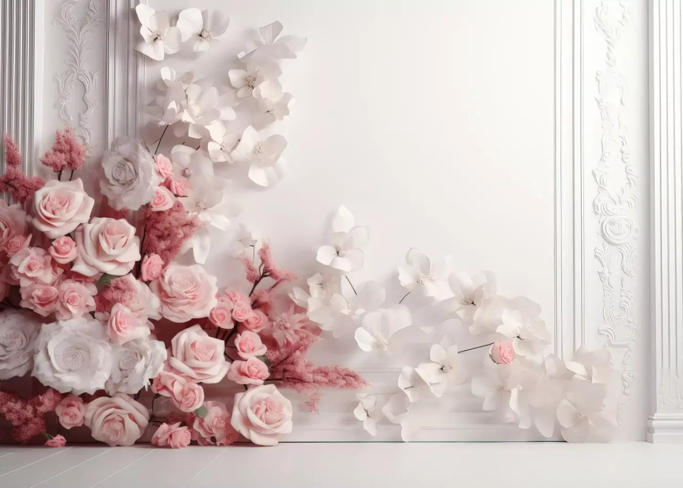 Pink Climbing Flowers 7’X5’ Ultracloth (84 X 60 Inch) Backdrop