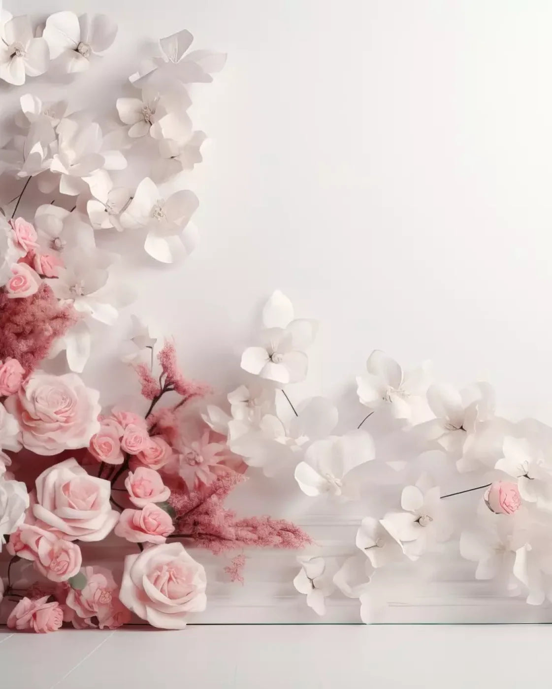Pink Climbing Flowers 8’X10’ Fleece (96 X 120 Inch) Backdrop