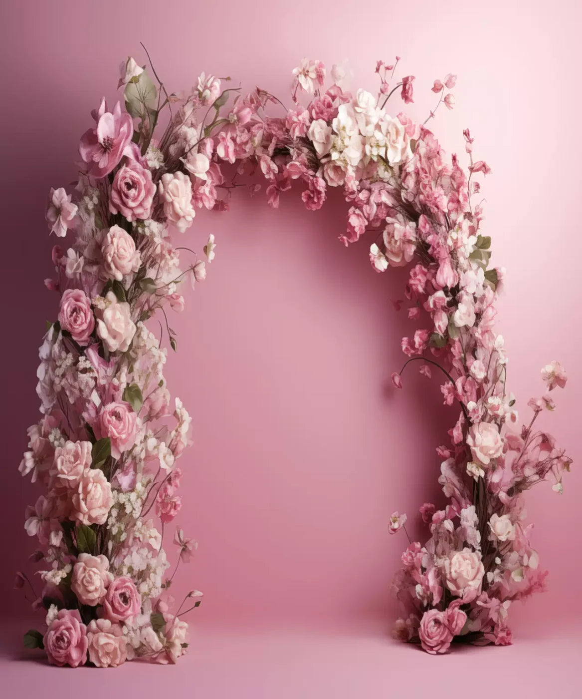 Pink Studio Floral Arch 10’X12’ Ultracloth (120 X 144 Inch) Backdrop