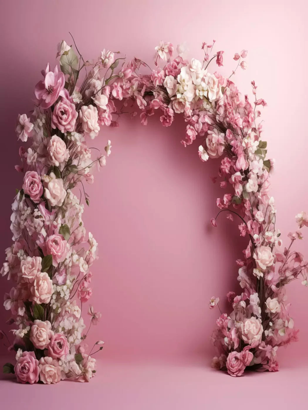 Pink Studio Floral Arch 5’X6’8 Fleece (60 X 80 Inch) Backdrop