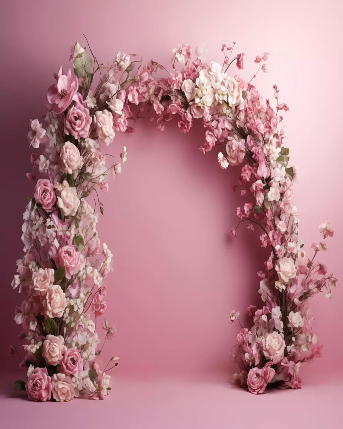 Pink Studio Floral Arch 8’X10’ Fleece (96 X 120 Inch) Backdrop