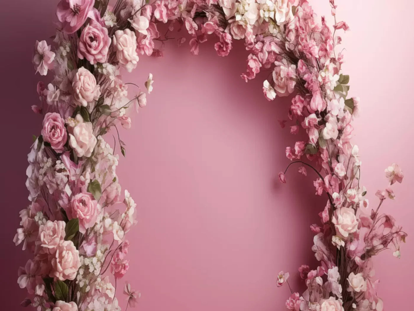 Pink Studio Floral Arch 8’X6’ Fleece (96 X 72 Inch) Backdrop