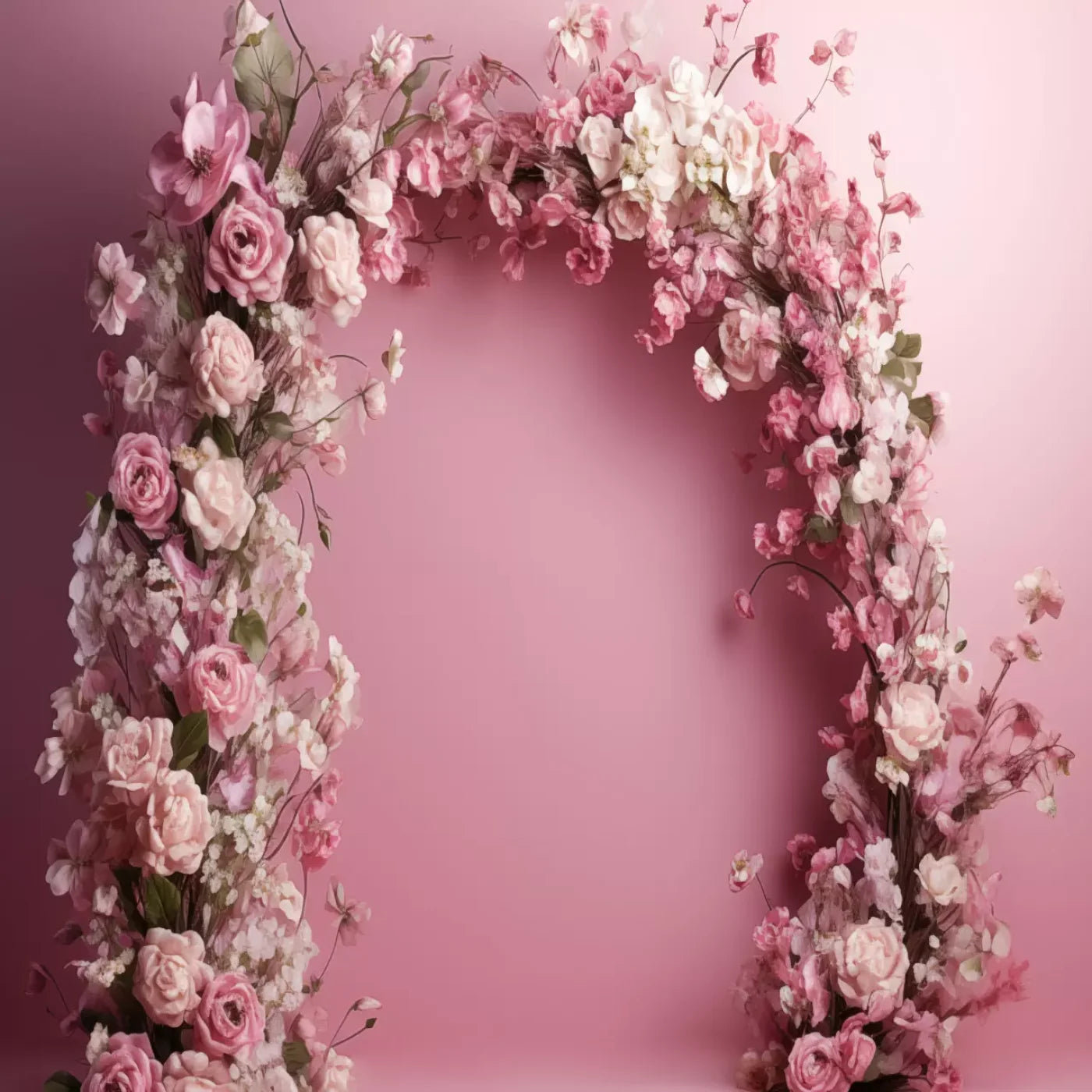 Pink Studio Floral Arch 8’X8’ Fleece (96 X Inch) Backdrop