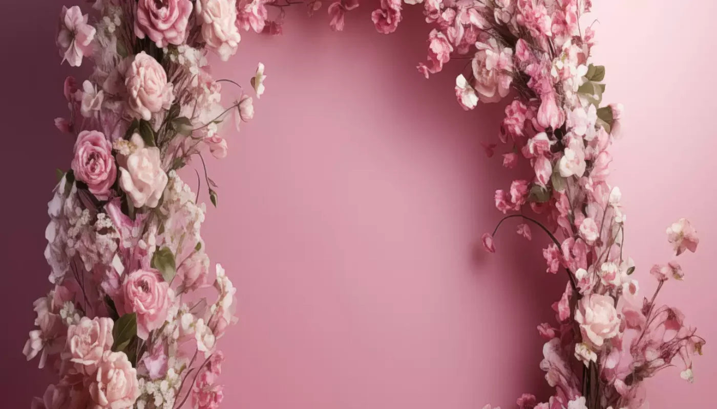 Pink Studio Floral Arch 14’X8’ Ultracloth (168 X 96 Inch) Backdrop