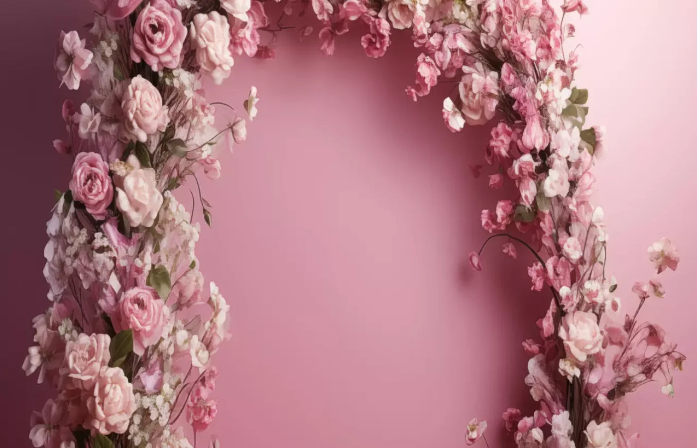 Pink Studio Floral Arch 14’X9’ Ultracloth (168 X 108 Inch) Backdrop