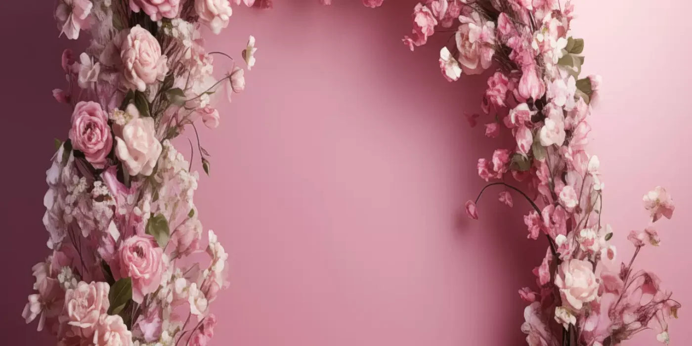Pink Studio Floral Arch 16’X8’ Ultracloth (192 X 96 Inch) Backdrop