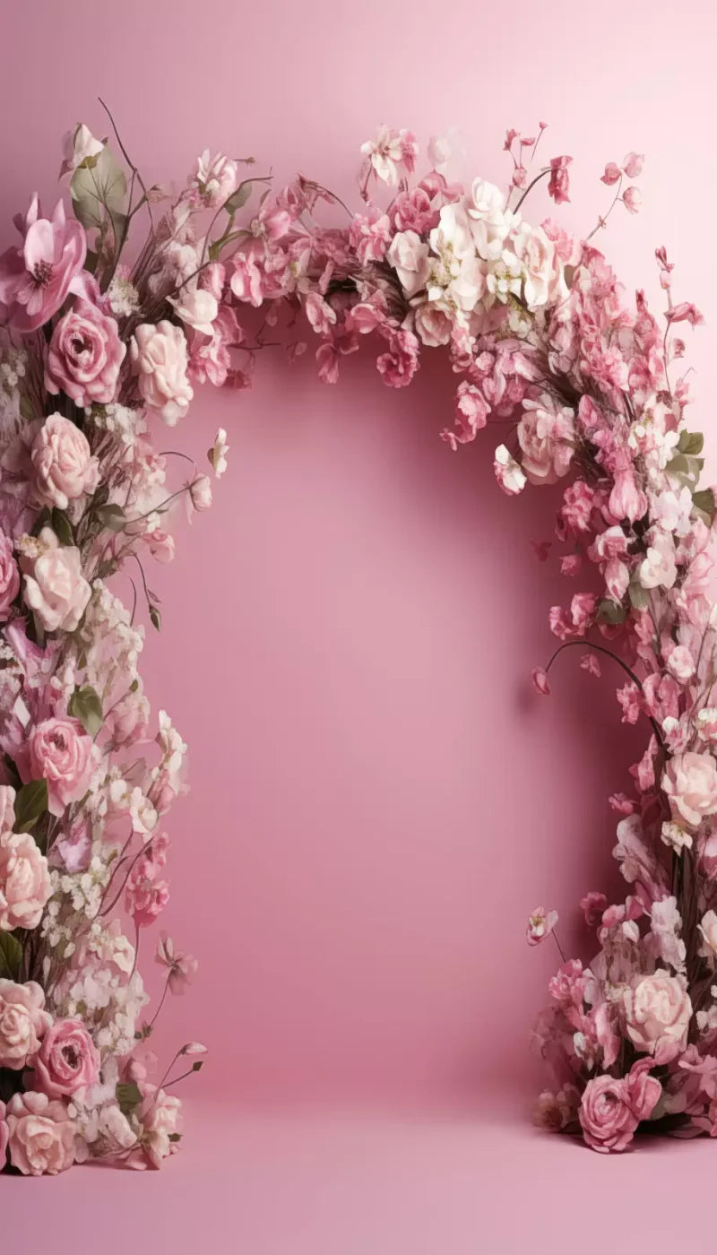 Pink Studio Floral Arch 8’X14’ Ultracloth (96 X 168 Inch) Backdrop