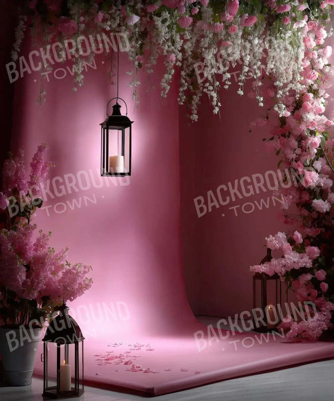 Pink Floral Corner 10’x12’ UltraCloth (120 x 144 inch) Backdrop