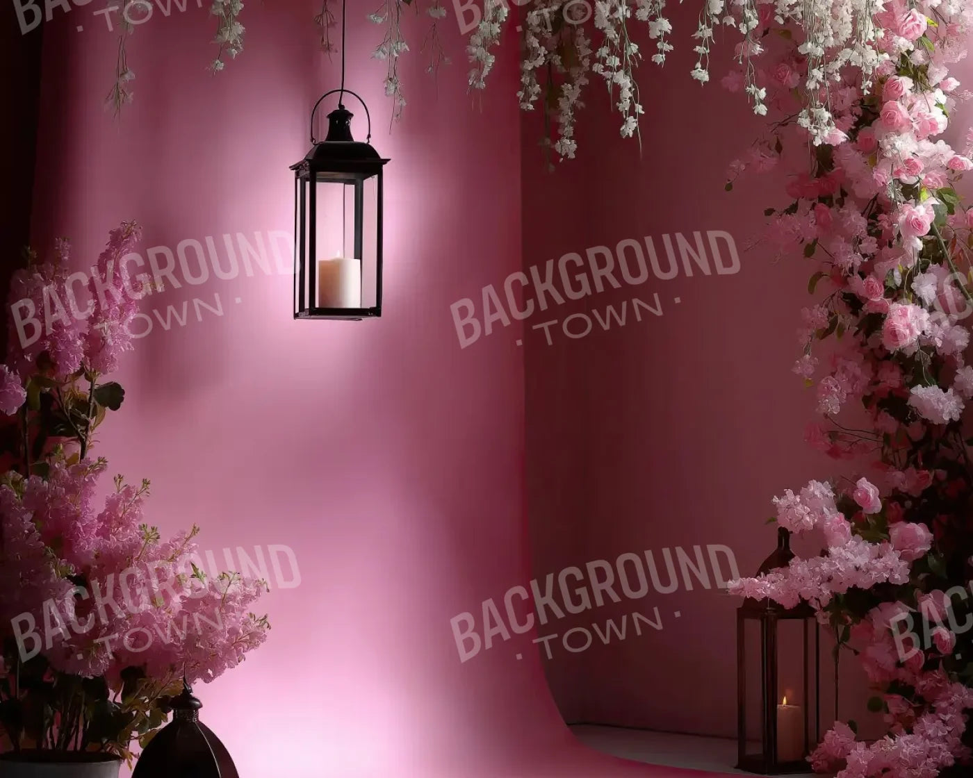 Pink Floral Corner 10’x8’ Fleece (120 x 96 inch) Backdrop