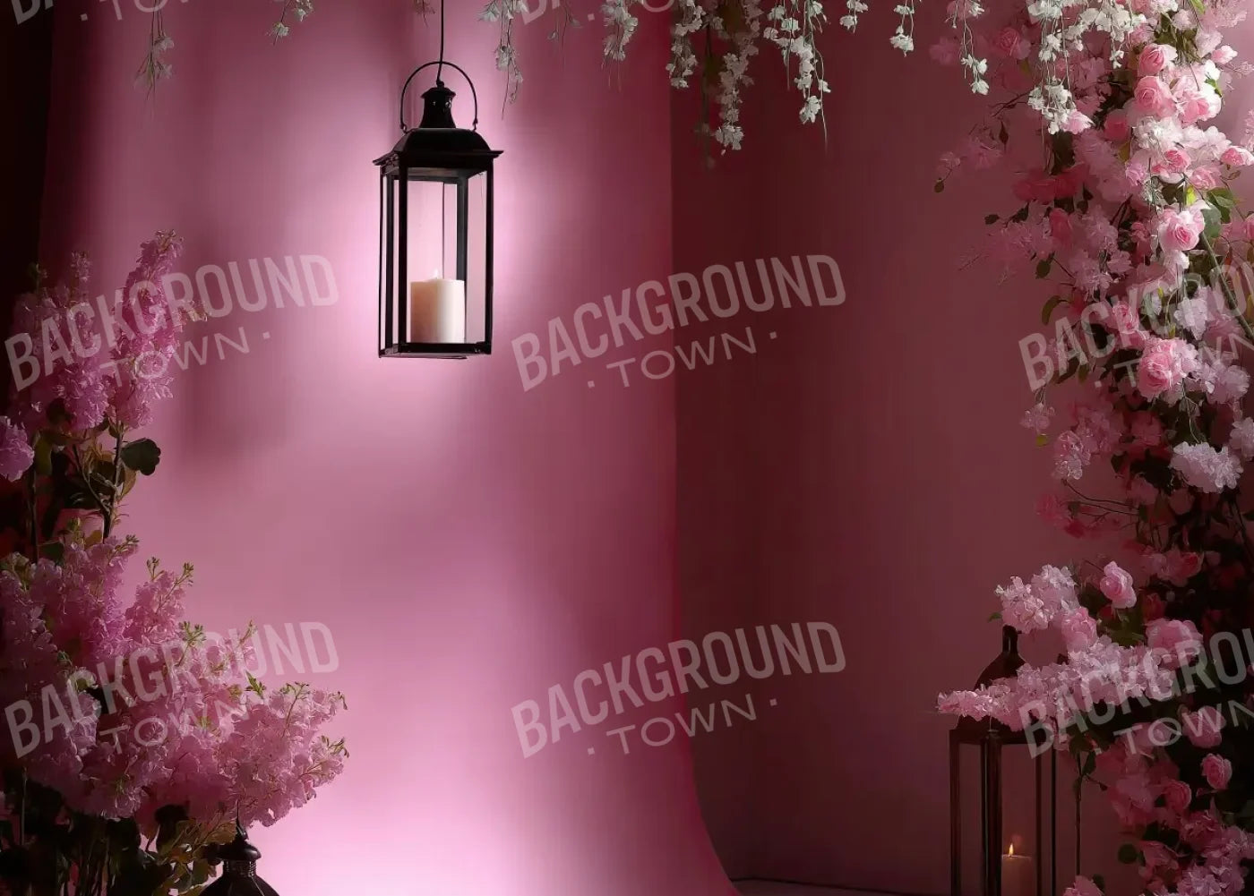 Pink Floral Corner 7’x5’ UltraCloth (84 x 60 inch) Backdrop