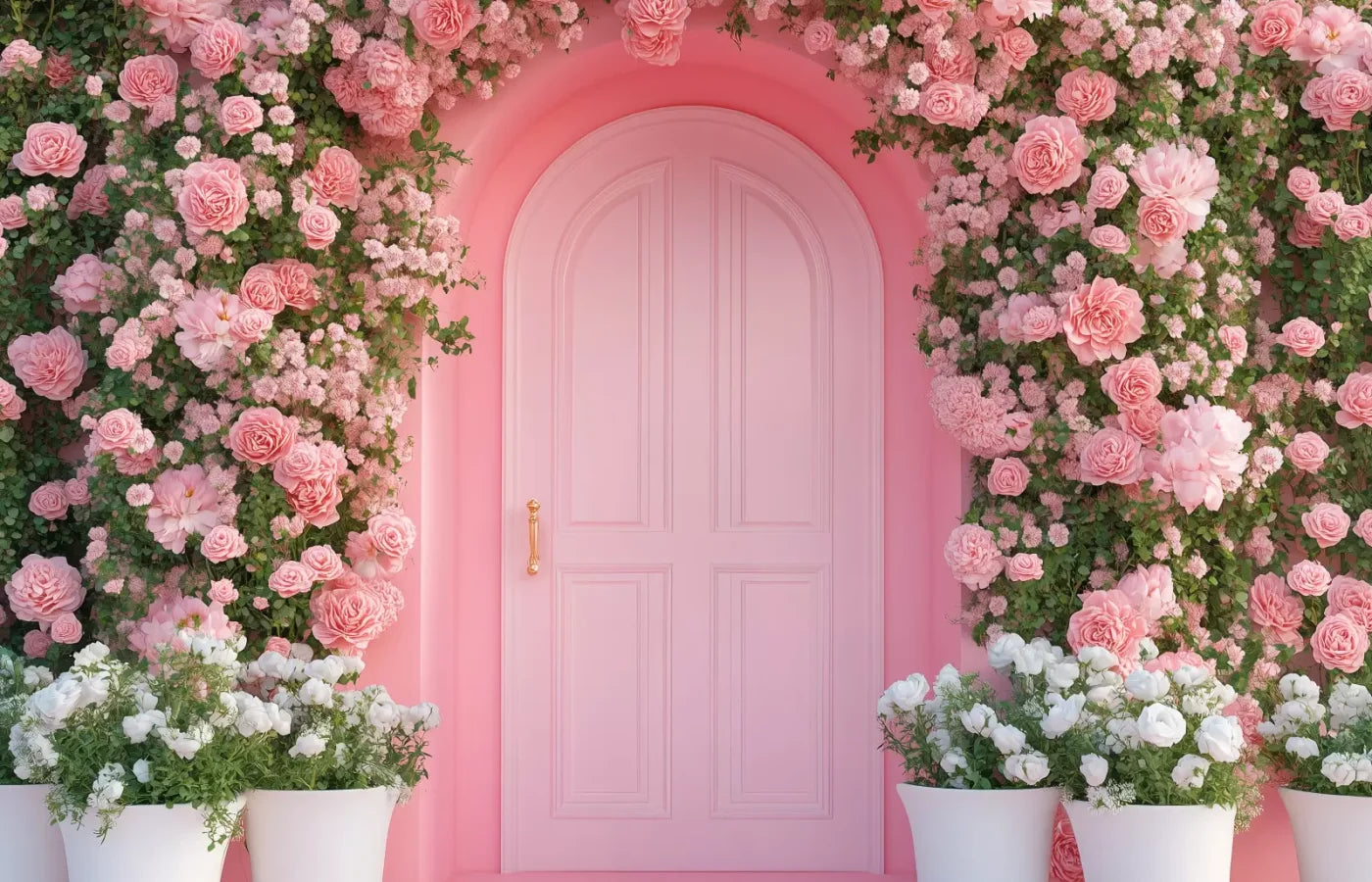 Pink Floral Door 14’x9’ UltraCloth (168 x 108 inch) Backdrop