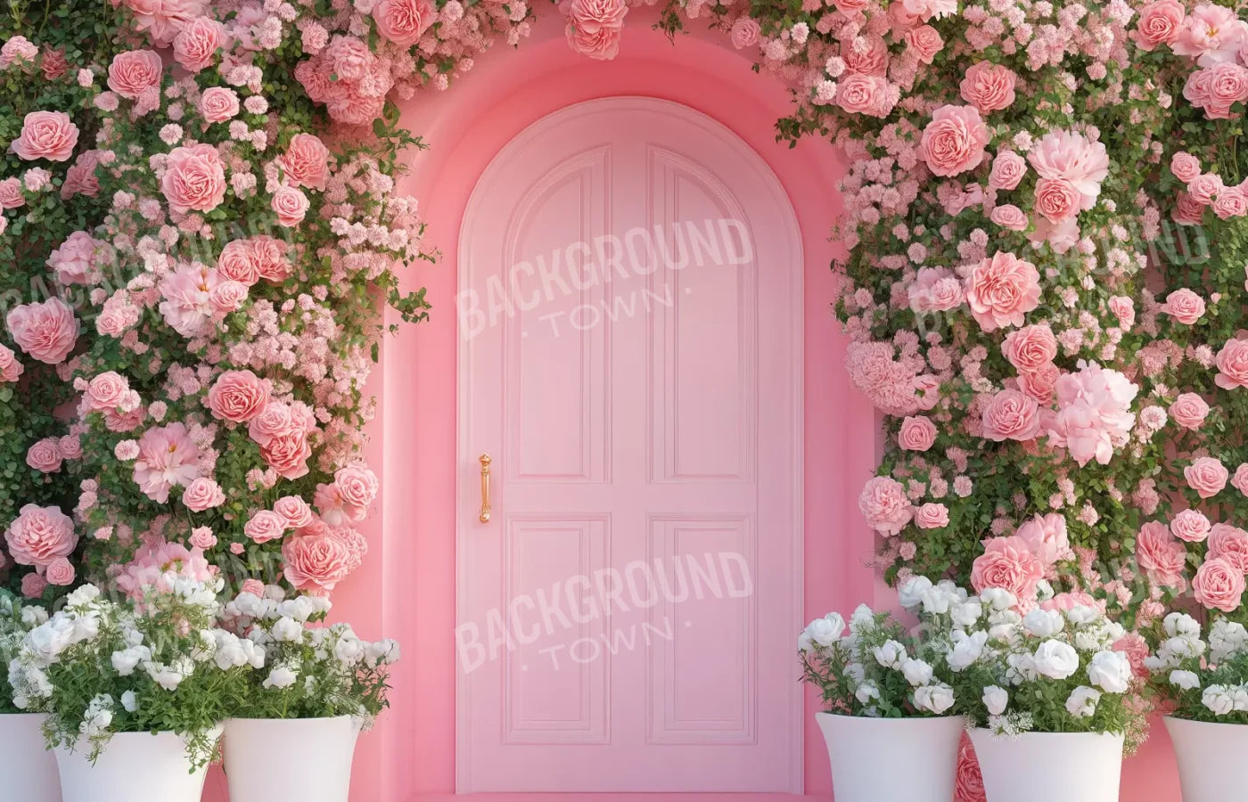 Pink Floral Door 14’x9’ UltraCloth (168 x 108 inch) Backdrop