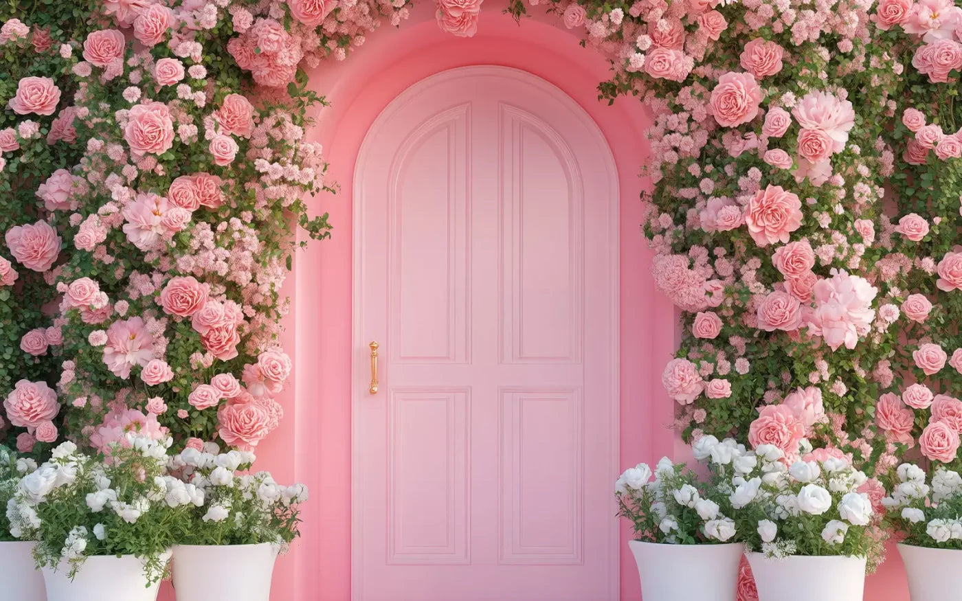 Pink Floral Door 16’x10’ UltraCloth (192 x 120 inch) Backdrop