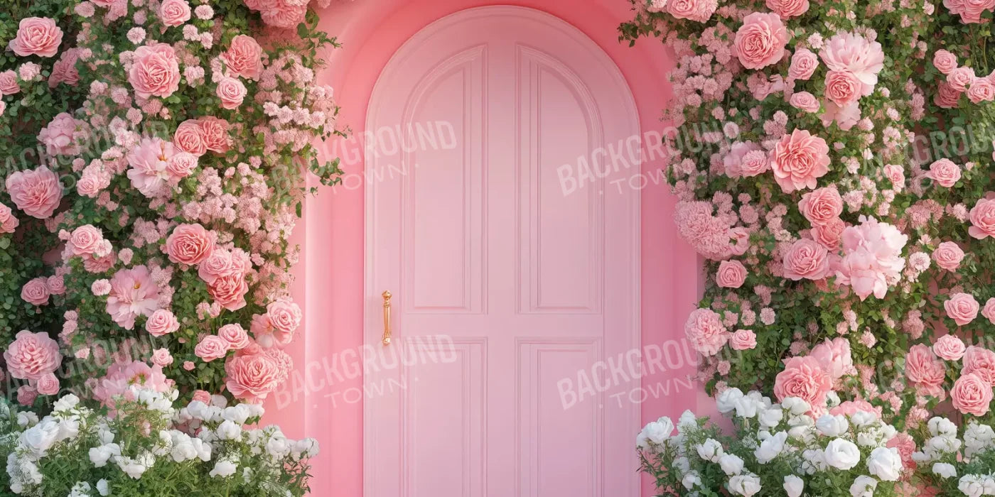 Pink Floral Door 16’x8’ UltraCloth (192 x 96 inch) Backdrop