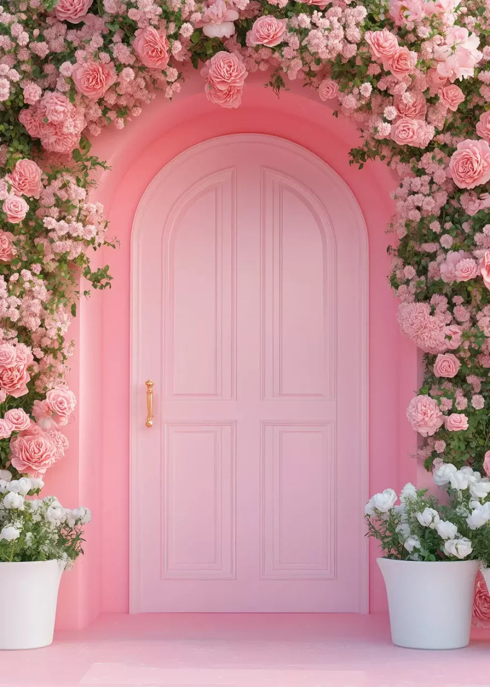 Pink Floral Door 5’x7’ UltraCloth (60 x 84 inch) Backdrop