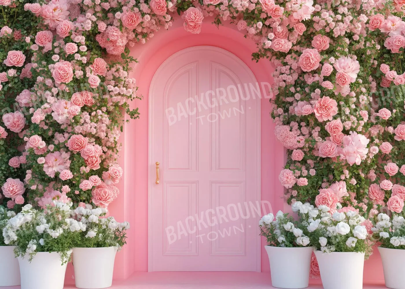 Pink Floral Door 7’x5’ UltraCloth (84 x 60 inch) Backdrop