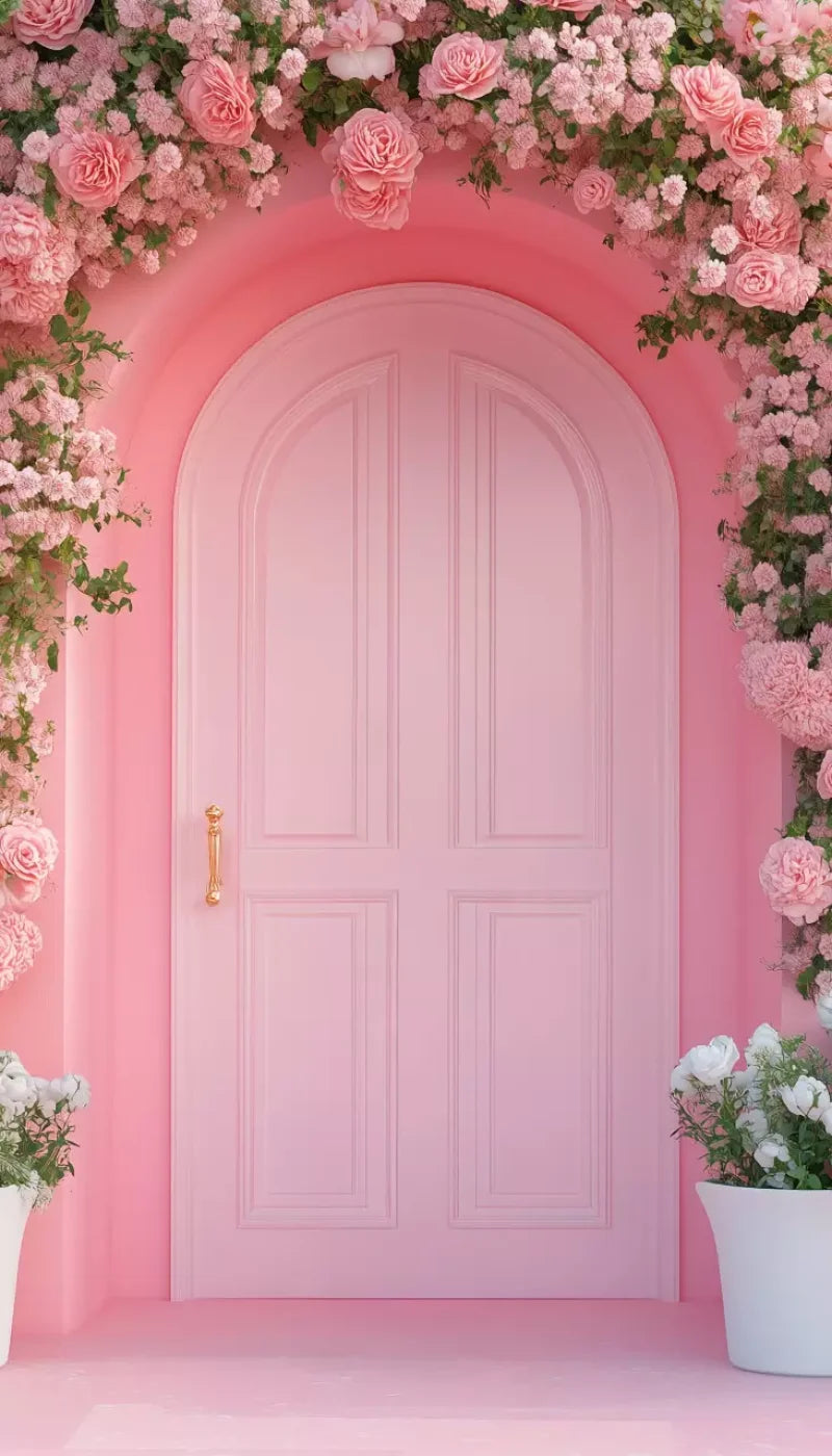 Pink Floral Door 8’x14’ UltraCloth (96 x 168 inch) Backdrop