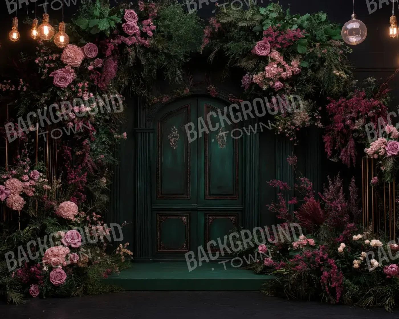 Pink Floral Garden Door 10’x8’ Fleece (120 x 96 inch) Backdrop