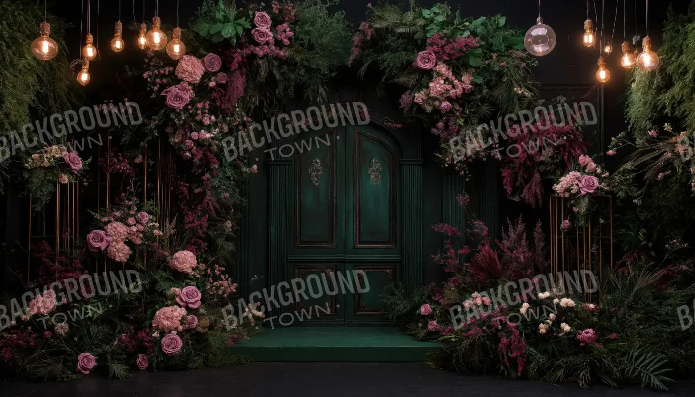Pink Floral Garden Door 14’x8’ UltraCloth (168 x 96 inch) Backdrop