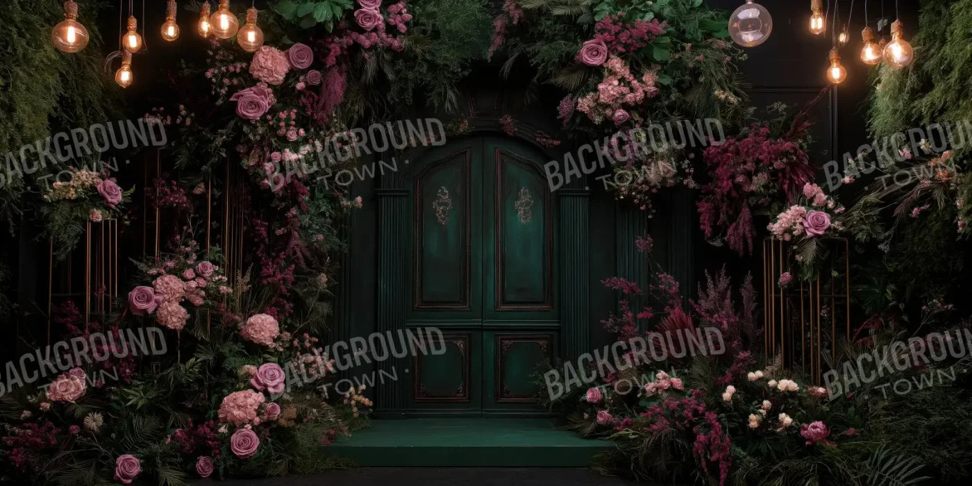Pink Floral Garden Door 16’x8’ UltraCloth (192 x 96 inch) Backdrop