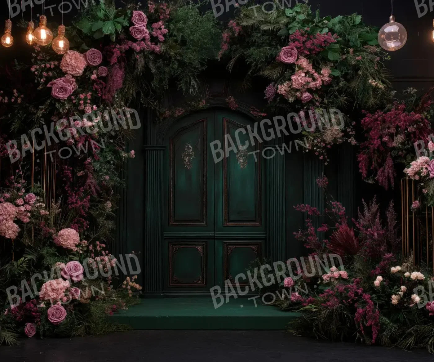 Green Floral Backdrop for Photography