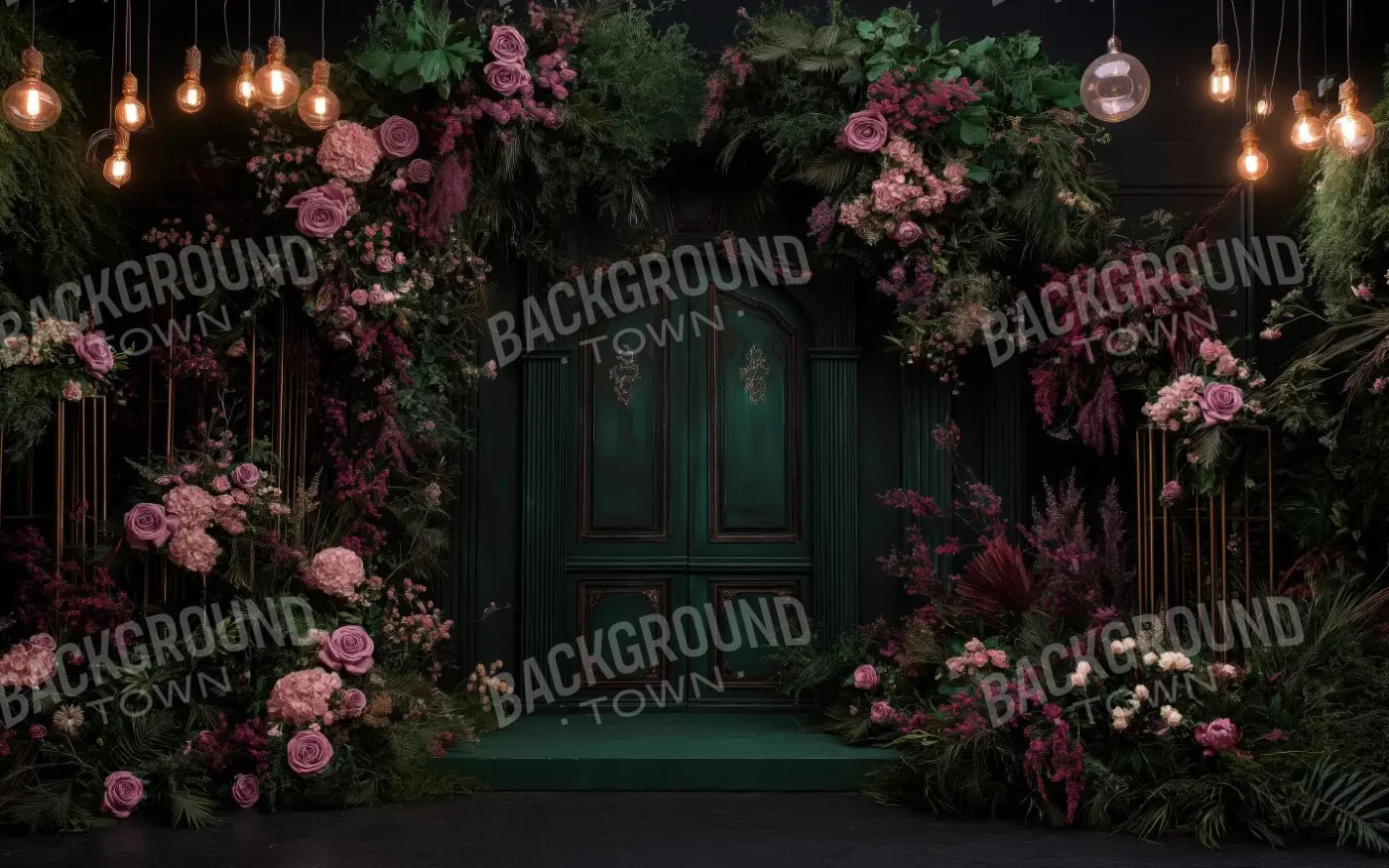 Pink Floral Garden Door 8’x5’ UltraCloth (96 x 60 inch) Backdrop