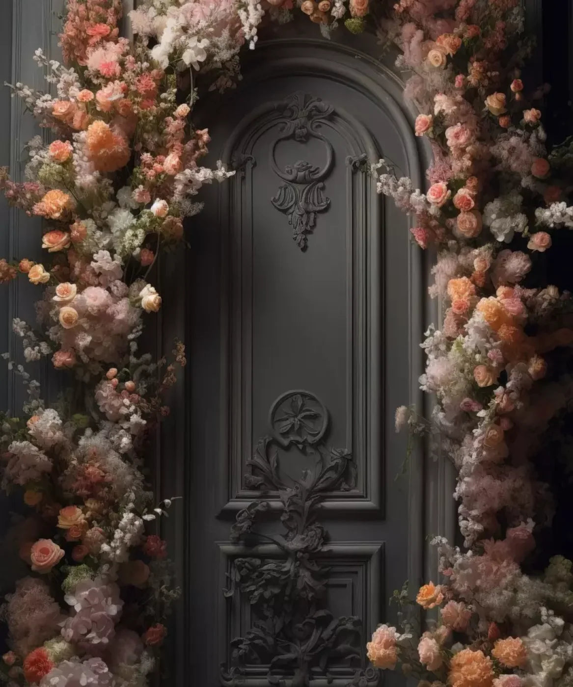 Pink Flower Wall Arch 10’X12’ Ultracloth (120 X 144 Inch) Backdrop
