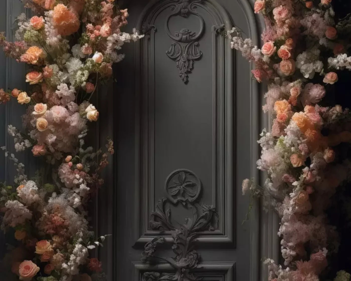 Pink Flower Wall Arch 10’X8’ Fleece (120 X 96 Inch) Backdrop