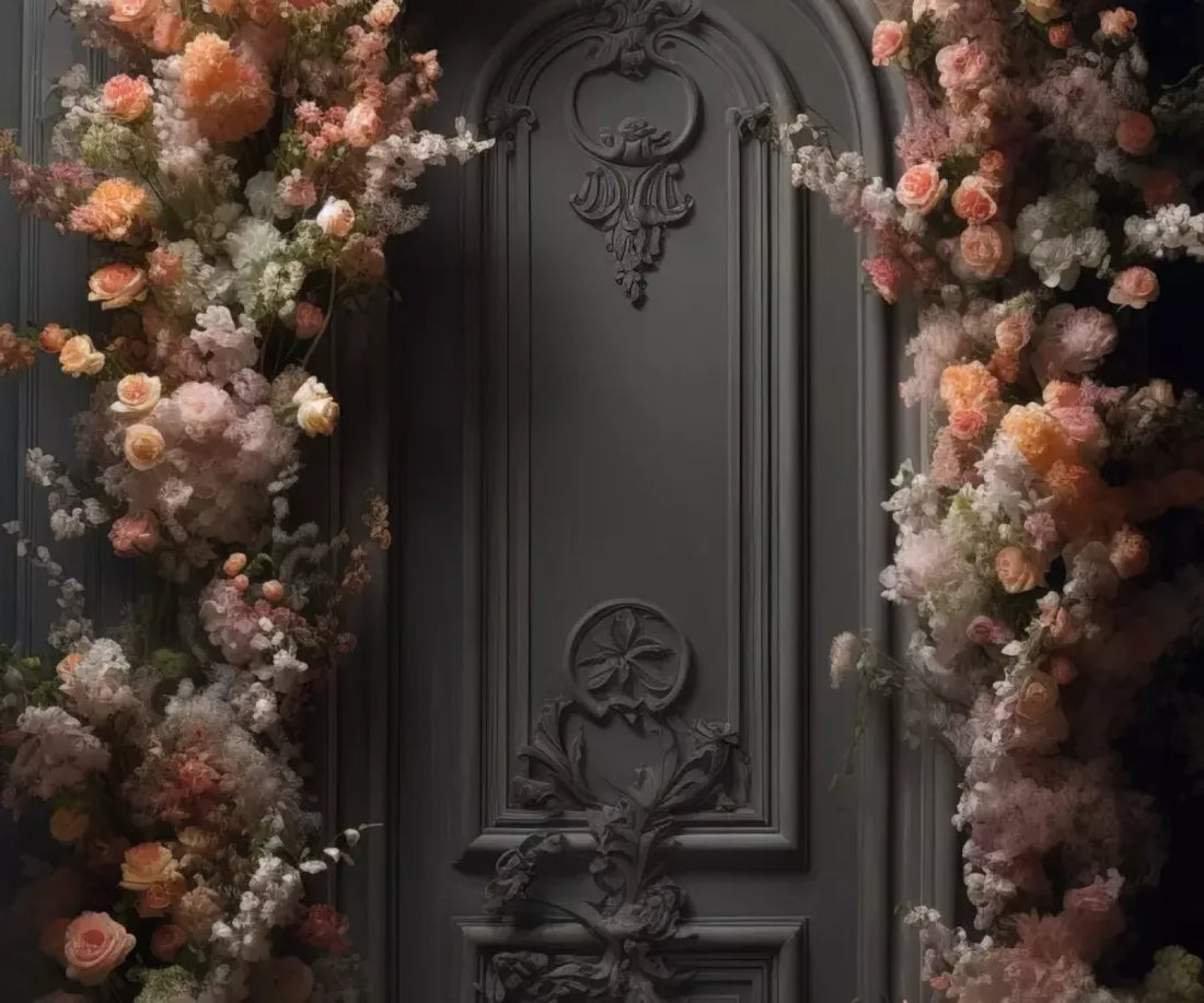 Pink Flower Wall Arch 5’X4’2 Fleece (60 X 50 Inch) Backdrop