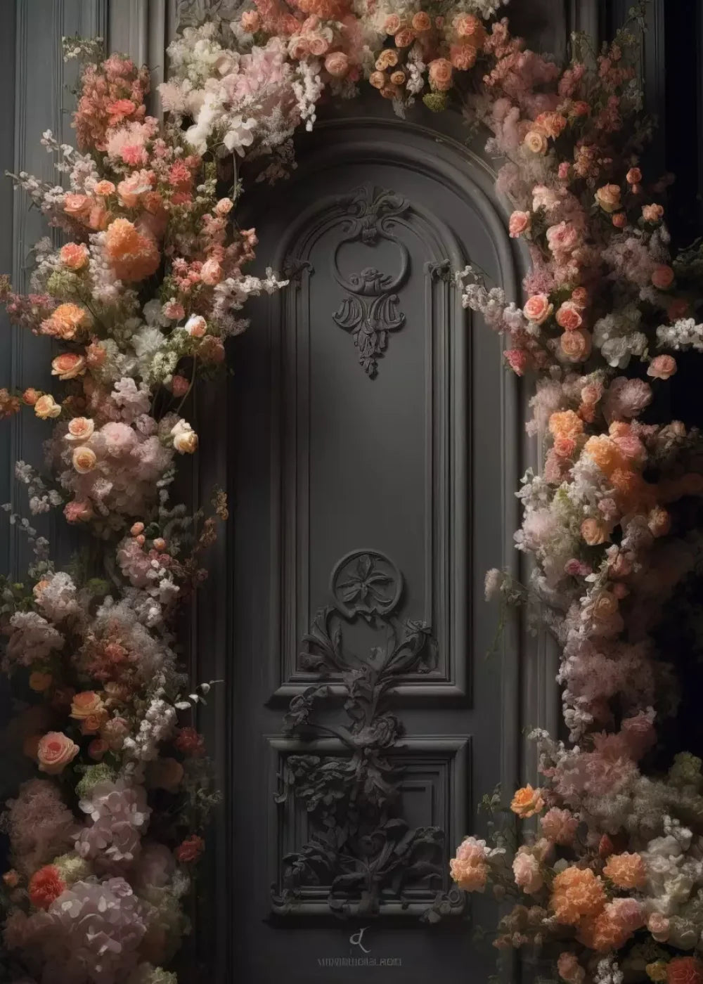Pink Flower Wall Arch 5’X7’ Ultracloth (60 X 84 Inch) Backdrop