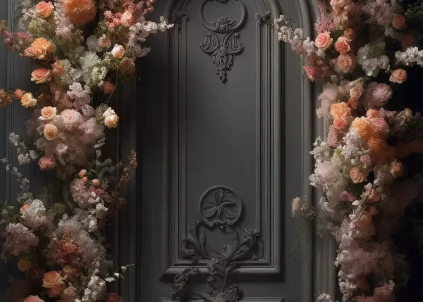 Pink Flower Wall Arch 7’X5’ Ultracloth (84 X 60 Inch) Backdrop