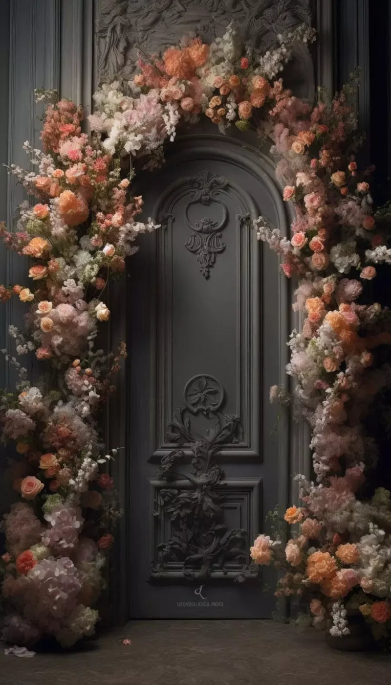 Pink Flower Wall Arch 8’X14’ Ultracloth (96 X 168 Inch) Backdrop