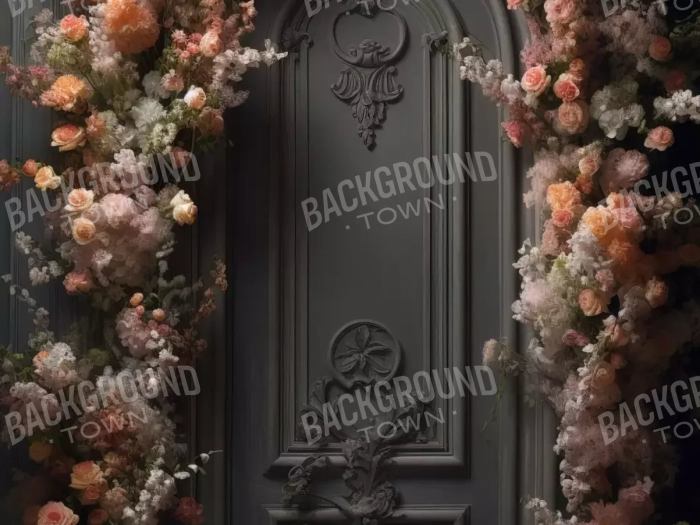 Pink Flower Wall Arch 8’X6’ Fleece (96 X 72 Inch) Backdrop