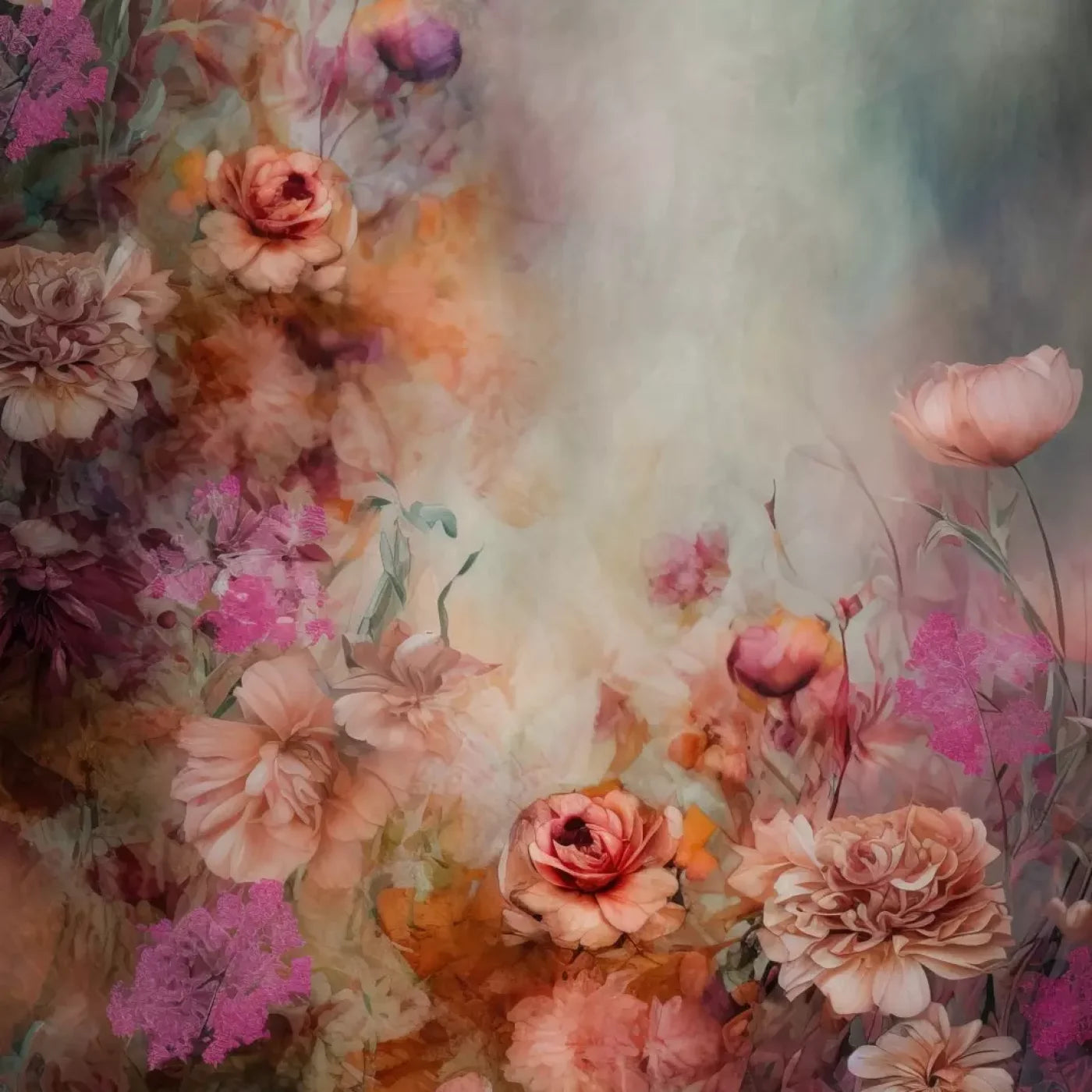 Pink Flowers Dancing 10’X10’ Ultracloth (120 X Inch) Backdrop