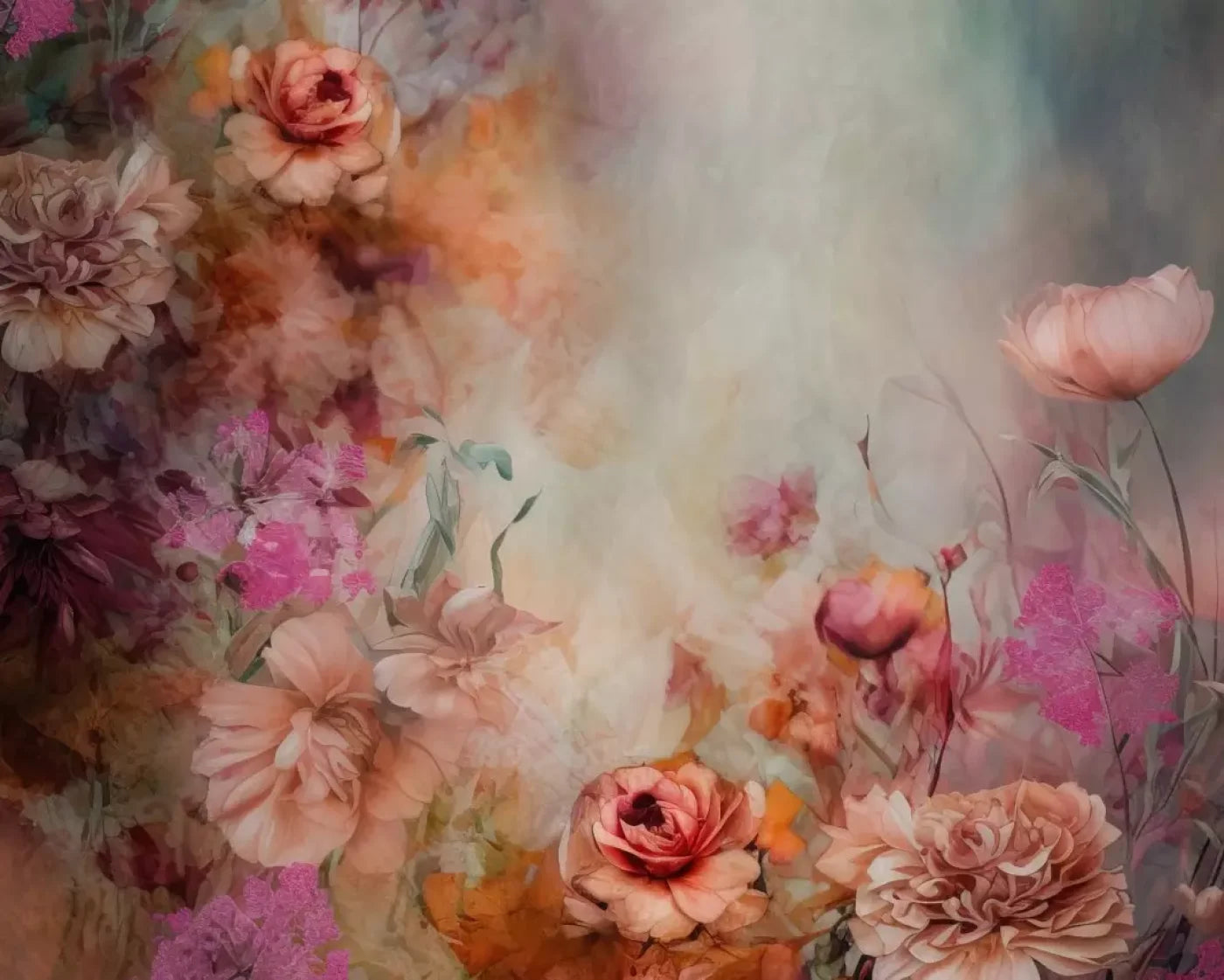 Pink Flowers Dancing 10’X8’ Fleece (120 X 96 Inch) Backdrop