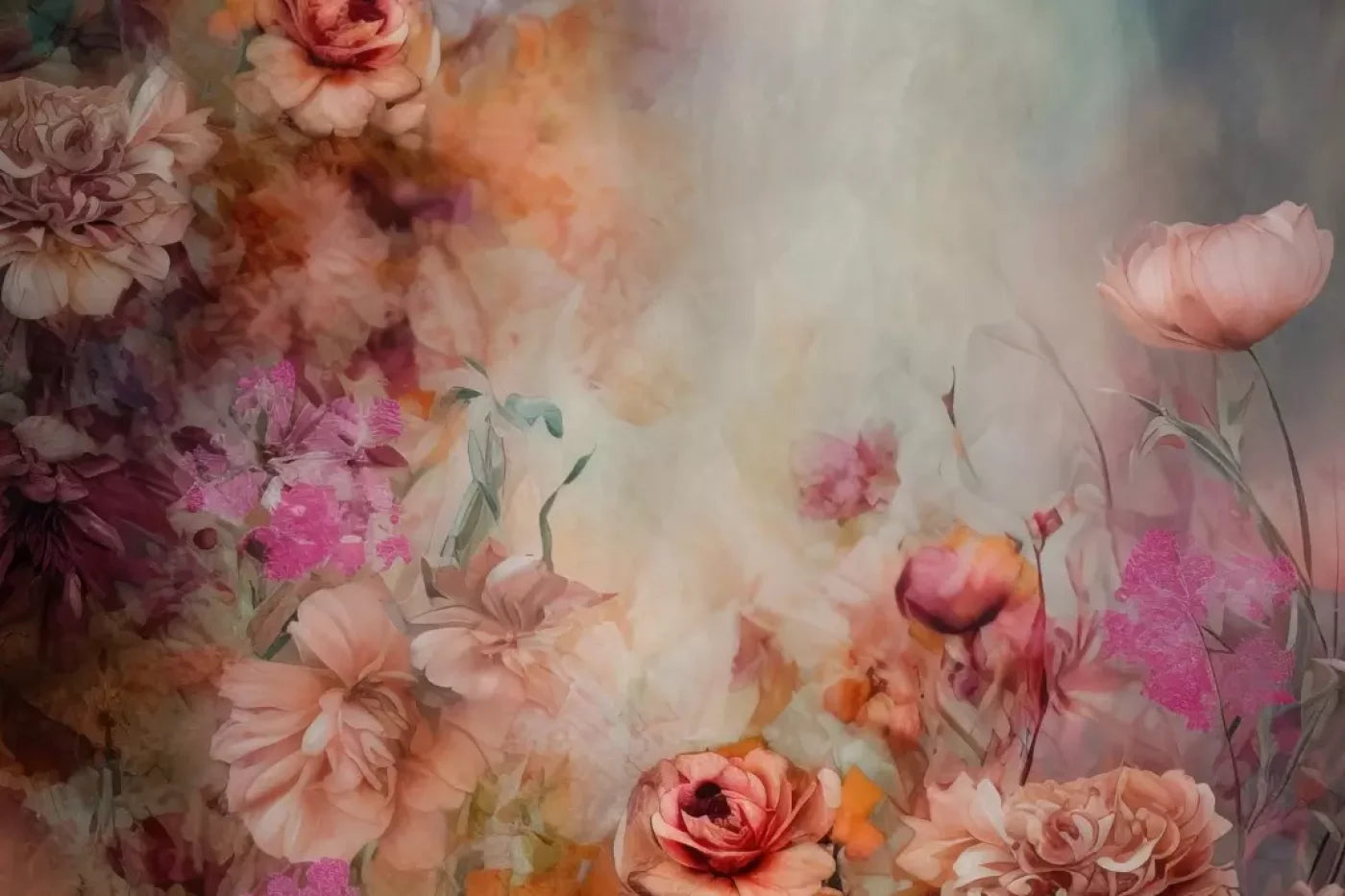 Pink Flowers Dancing 12’X8’ Ultracloth (144 X 96 Inch) Backdrop