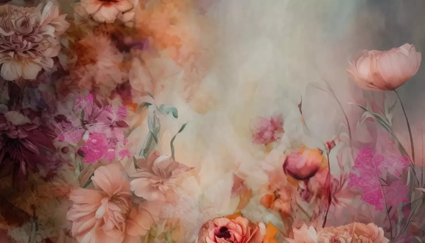 Pink Flowers Dancing 14’X8’ Ultracloth (168 X 96 Inch) Backdrop