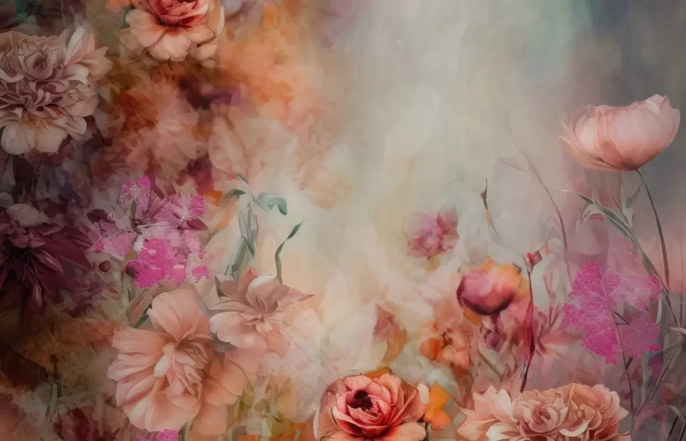 Pink Flowers Dancing 14’X9’ Ultracloth (168 X 108 Inch) Backdrop