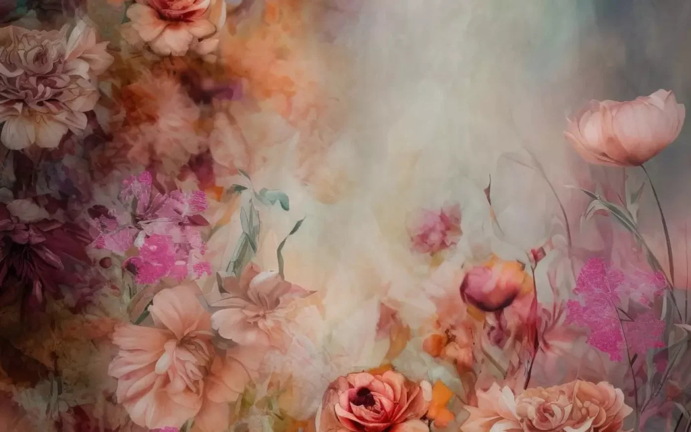 Pink Flowers Dancing 16’X10’ Ultracloth (192 X 120 Inch) Backdrop