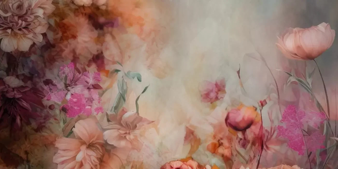 Pink Flowers Dancing 20’X10’ Ultracloth (240 X 120 Inch) Backdrop