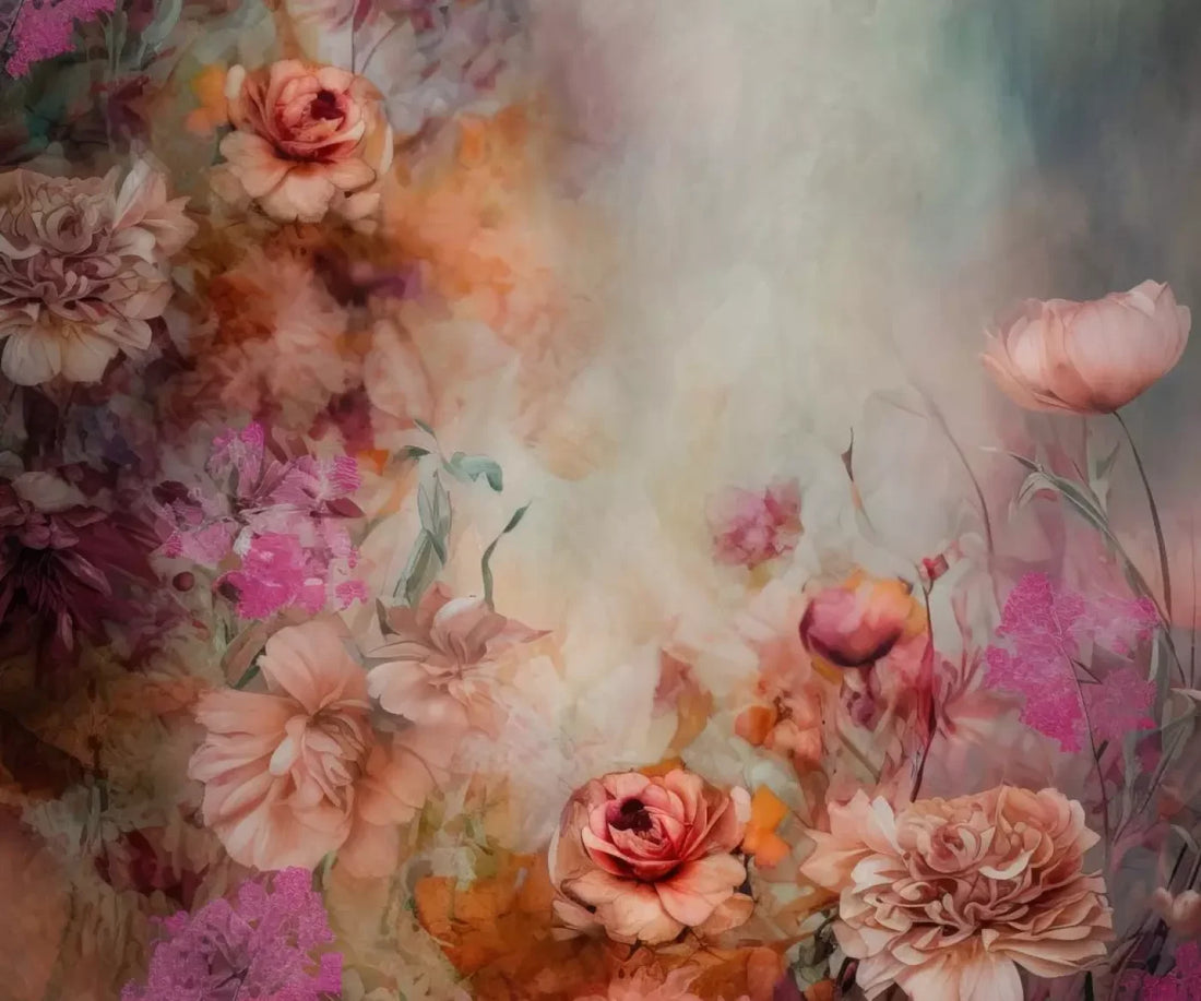 Pink Flowers Dancing 5’X4’2 Fleece (60 X 50 Inch) Backdrop