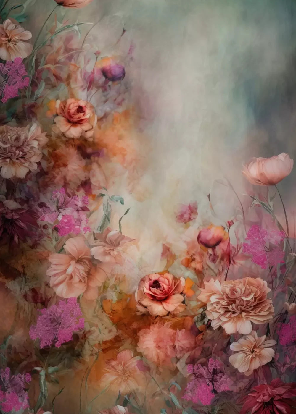 Pink Flowers Dancing 5’X7’ Ultracloth (60 X 84 Inch) Backdrop