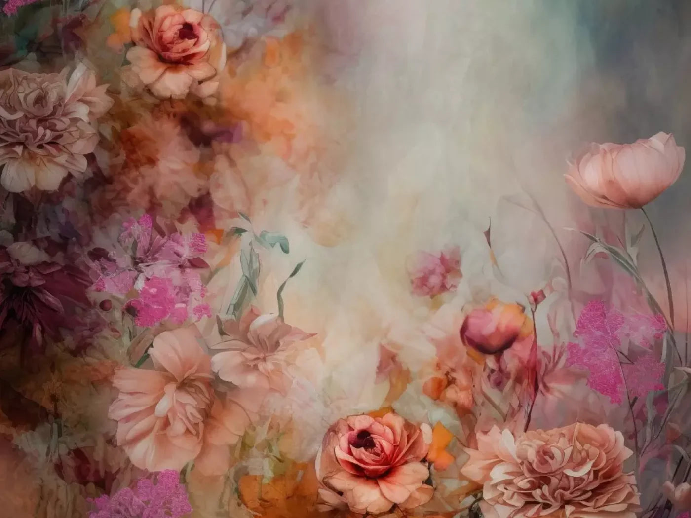Pink Flowers Dancing 6’8X5’ Fleece (80 X 60 Inch) Backdrop