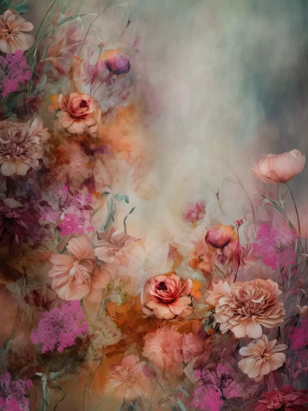 Pink Flowers Dancing 6’X8’ Fleece (72 X 96 Inch) Backdrop