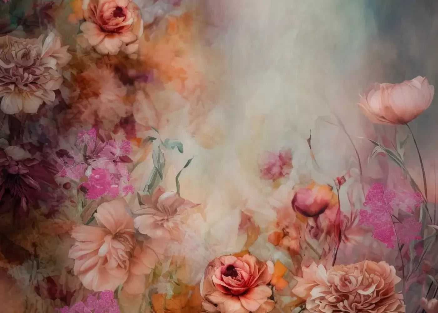 Pink Flowers Dancing 7’X5’ Ultracloth (84 X 60 Inch) Backdrop