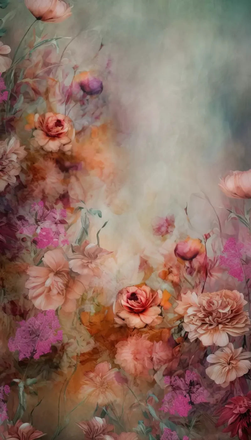 Pink Flowers Dancing 8’X14’ Ultracloth (96 X 168 Inch) Backdrop