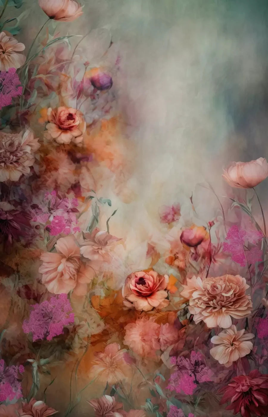 Pink Flowers Dancing 9’X14’ Ultracloth (108 X 168 Inch) Backdrop