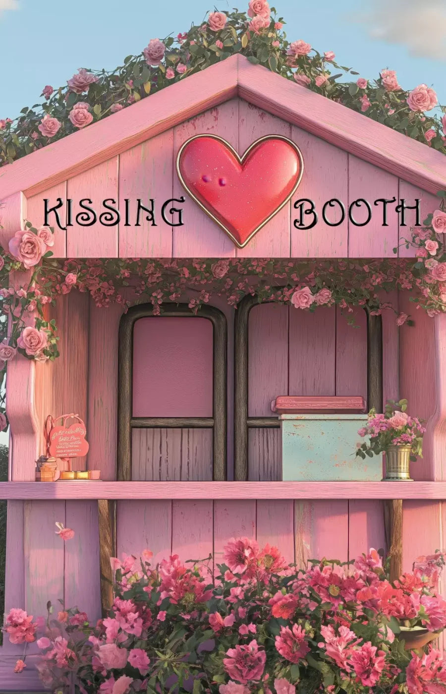 Pink Kissing Booth 9’X14’ Ultracloth (108 X 168 Inch) Backdrop
