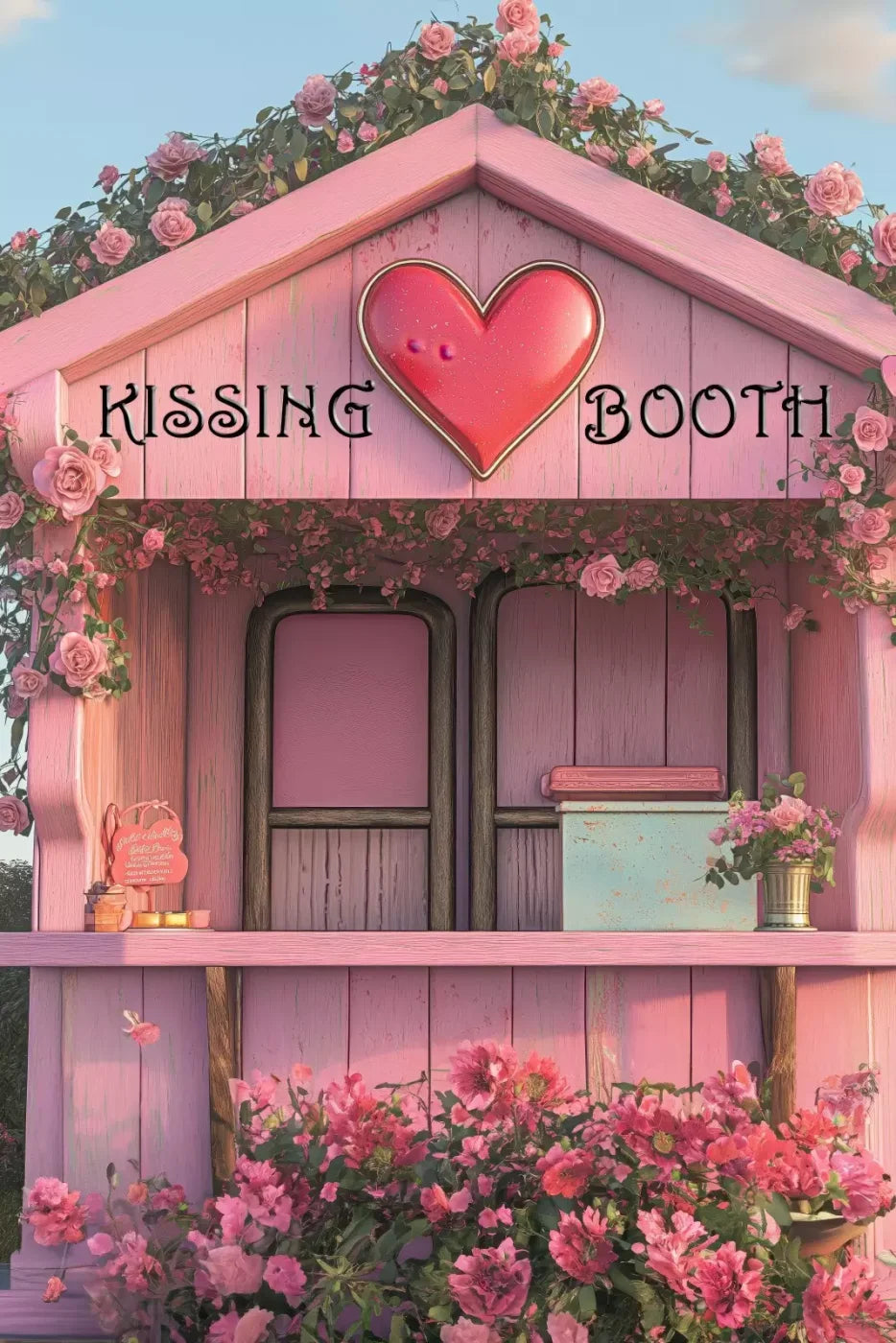 Pink Kissing Booth 8’X12’ Ultracloth (96 X 144 Inch) Backdrop