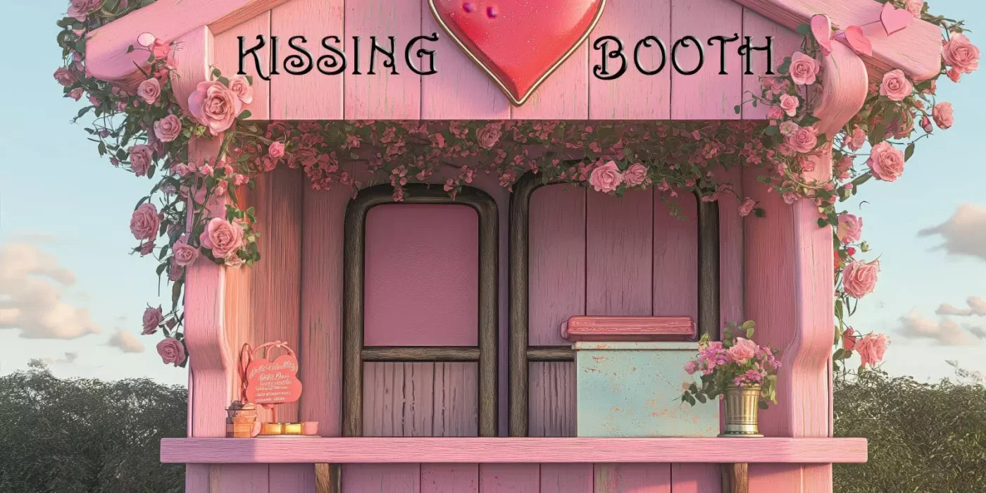 Pink Kissing Booth 16’X8’ Ultracloth (192 X 96 Inch) Backdrop